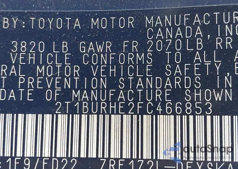 2015 Toyota Corolla S Plus z USA, uszkodzony, nr VIN 2T1BURHE2FC466853